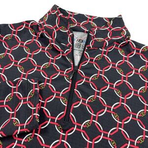 IBKUL 1/4 ZIP Golf Top Women's Size XS Black Chain Link BIT Equestrian Bridle